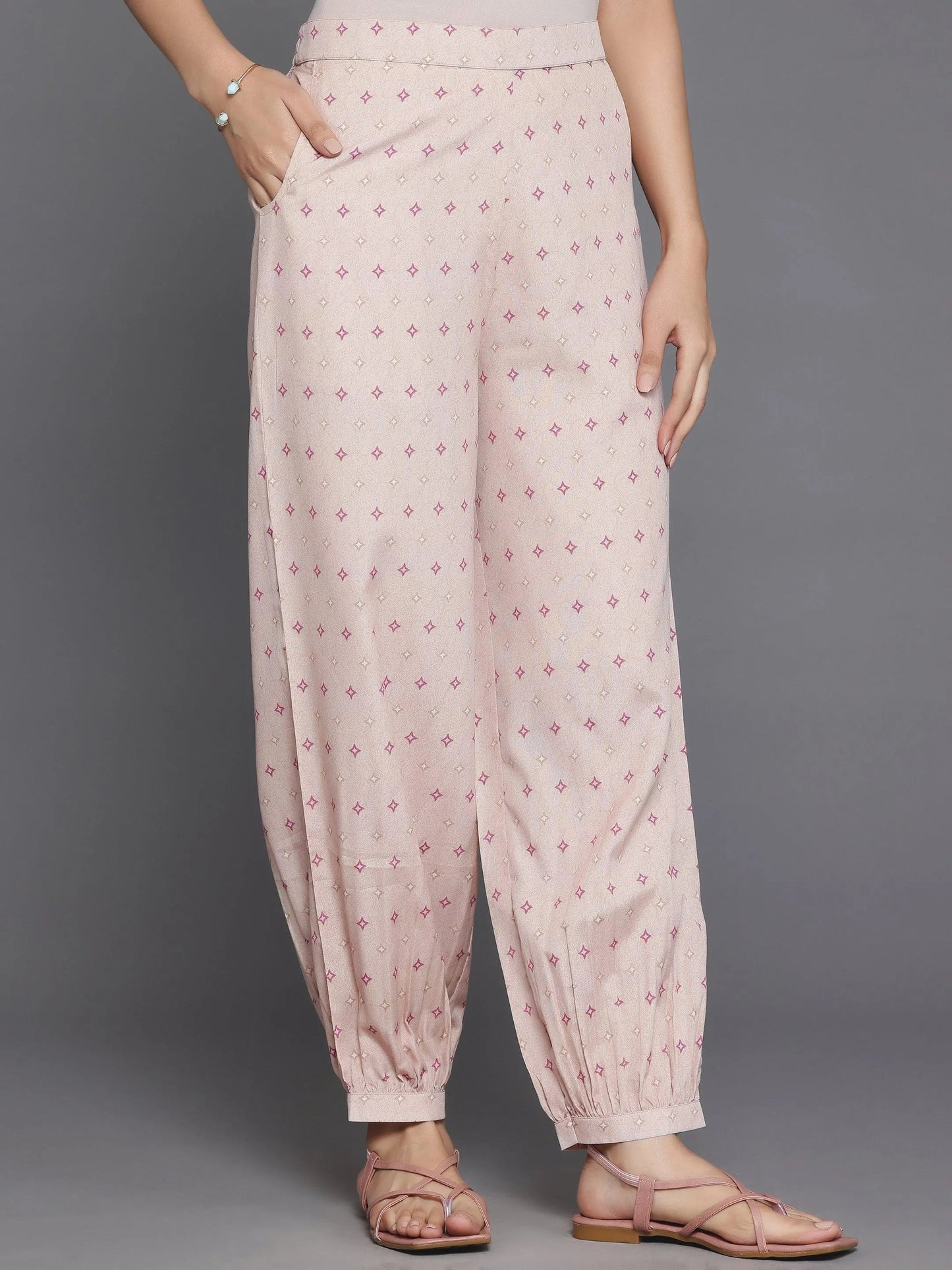 Libas Peach Printed Poly Crepe Straight Suit With Dupatta