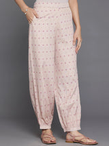 Libas Peach Printed Poly Crepe Straight Suit With Dupatta