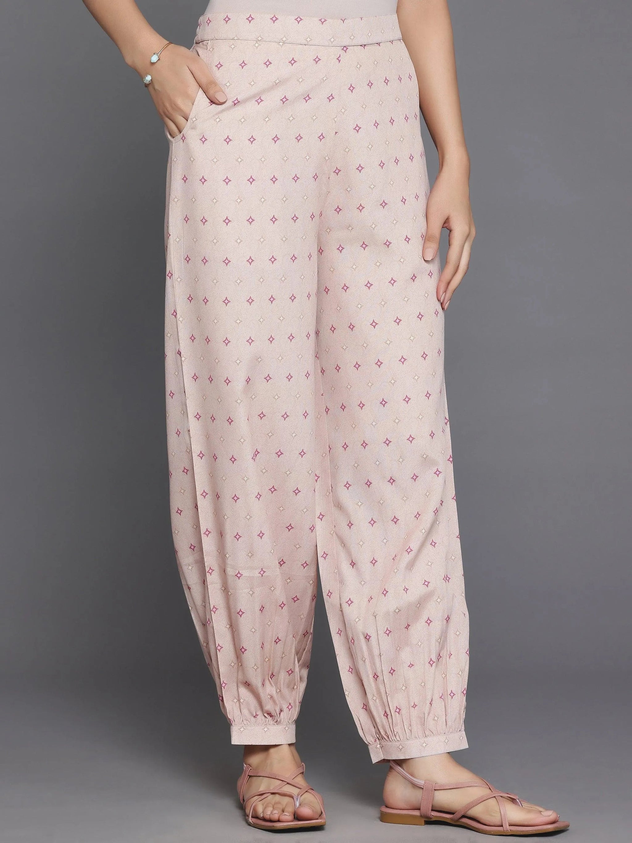 Libas Peach Printed Poly Crepe Straight Suit With Dupatta