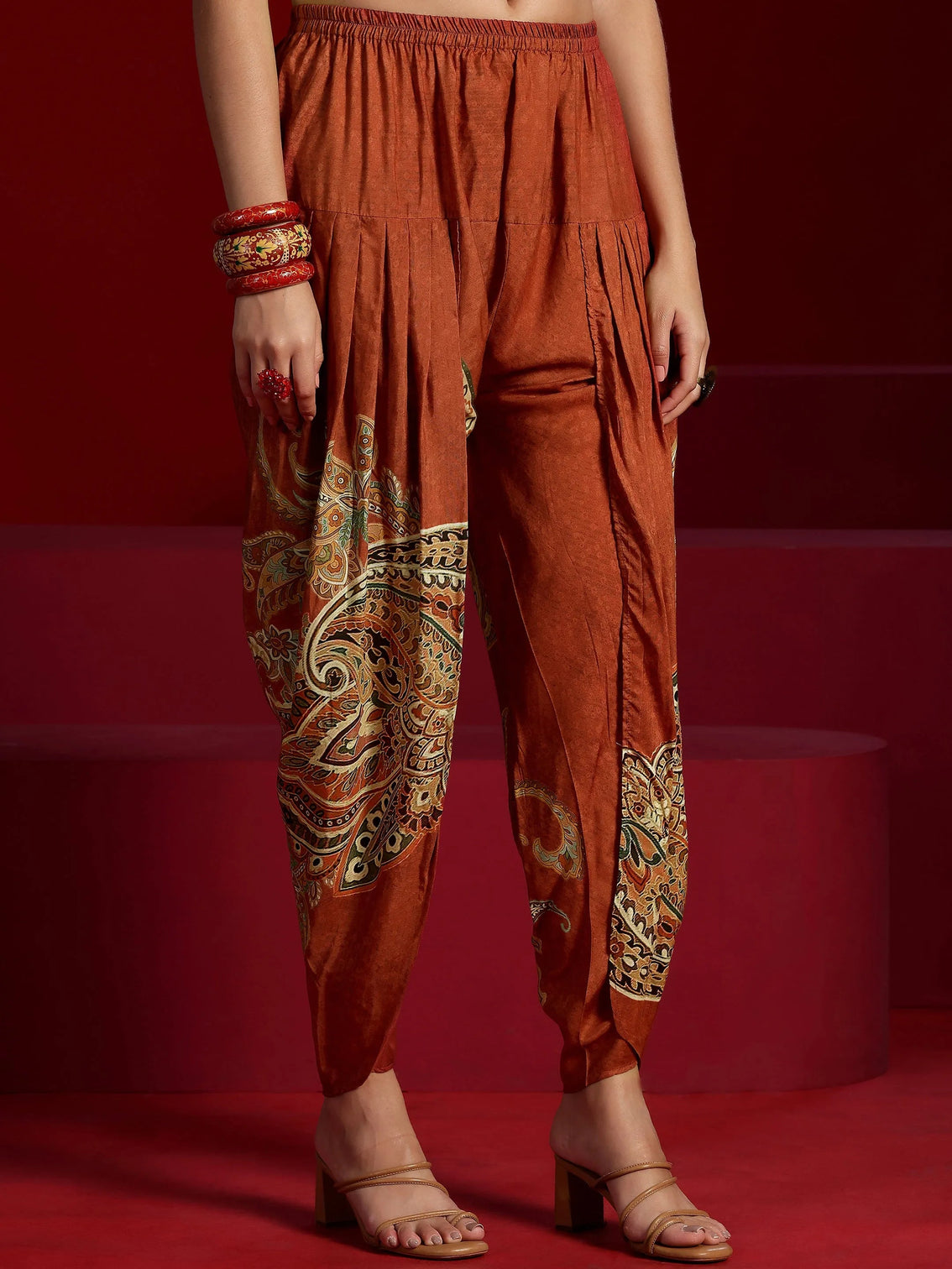 Mameraa Art Beige Printed Silk Blend Co-Ords