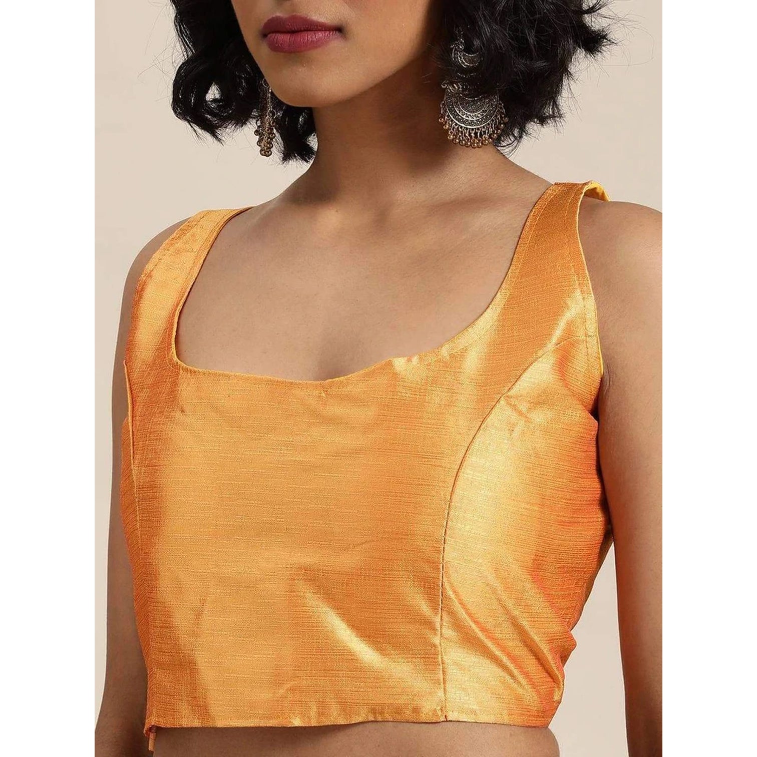 Full sequence Grey Saree with Orange Blouse