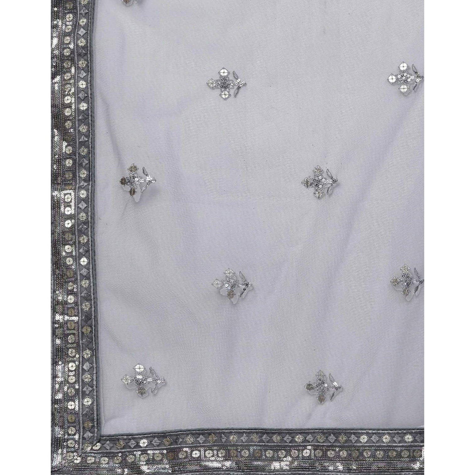 Regent Grey Thread, Sequence and Zari Work Lehenga choli
