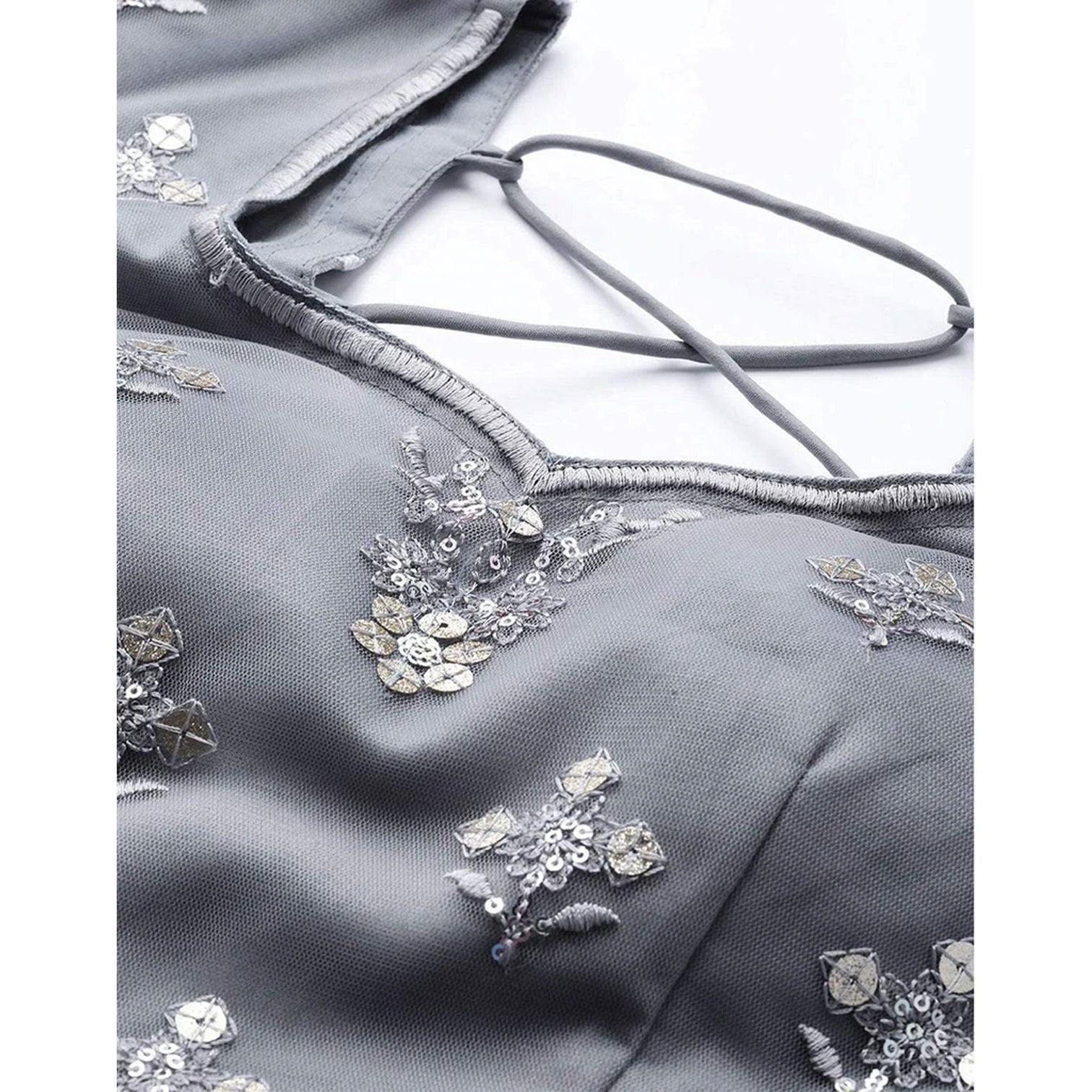 Regent Grey Thread, Sequence and Zari Work Lehenga choli