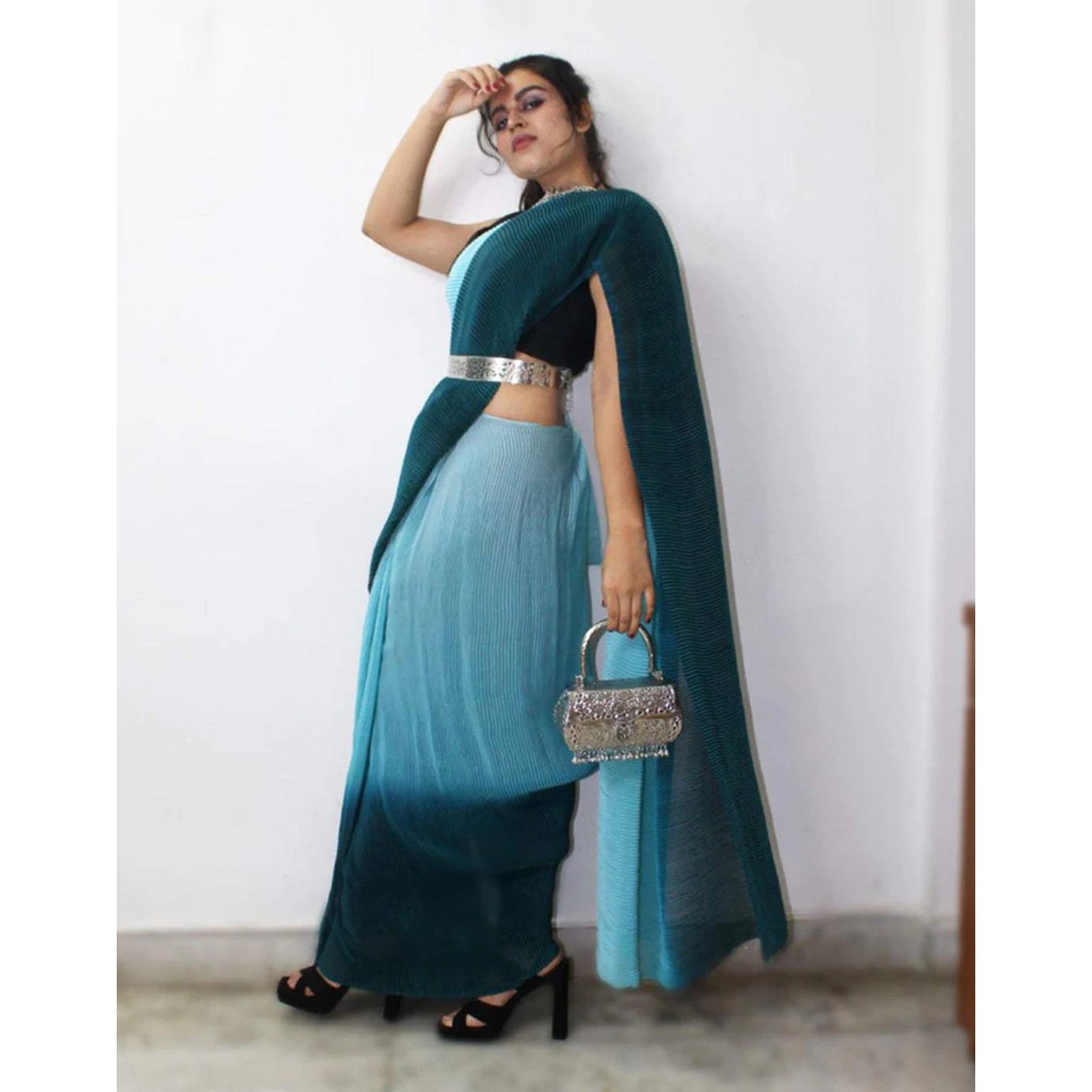 Georgette Saree with Digital Padding Print and Silk Blouse for Wedding