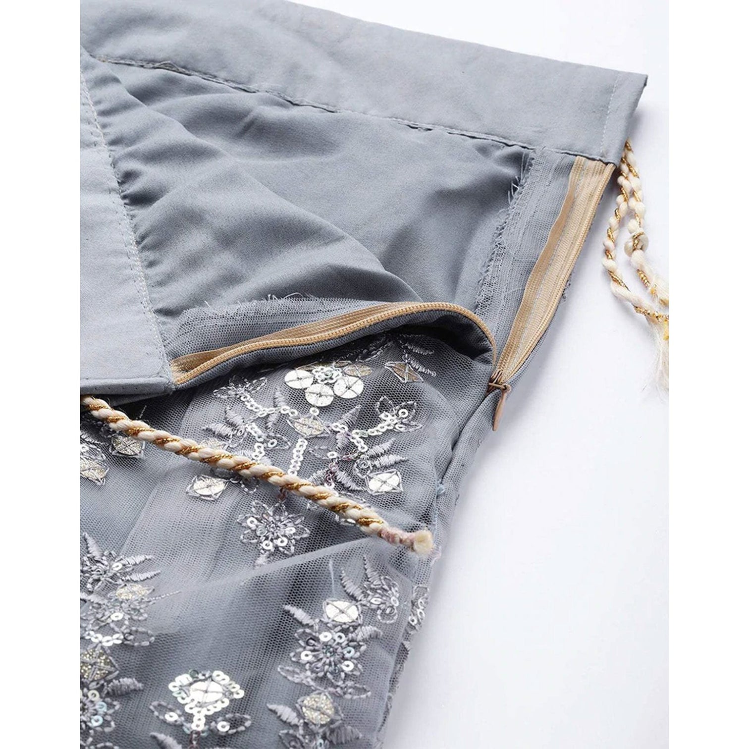 Regent Grey Thread, Sequence and Zari Work Lehenga choli