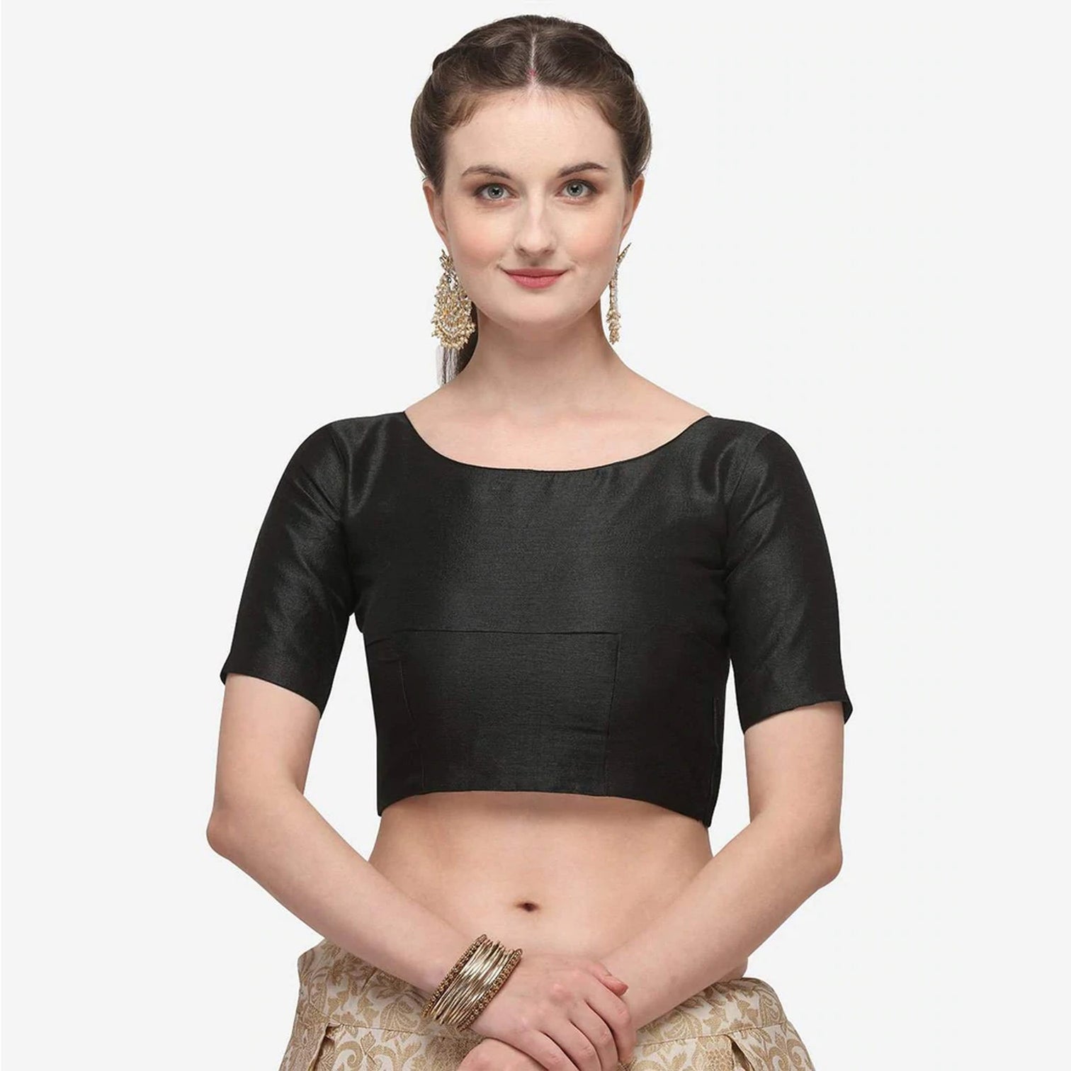 Gold Color Banarasi Lehenga with Black Blouse
