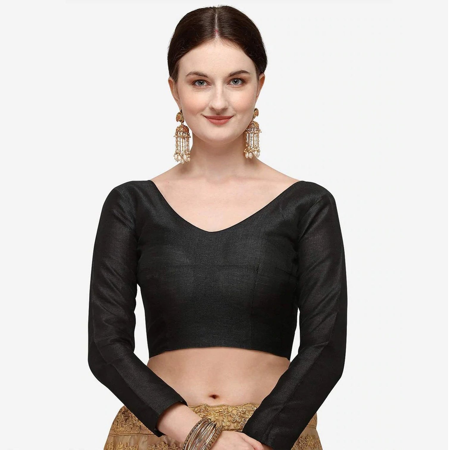 Gold Lehenga with Embroidery Work and Black Top