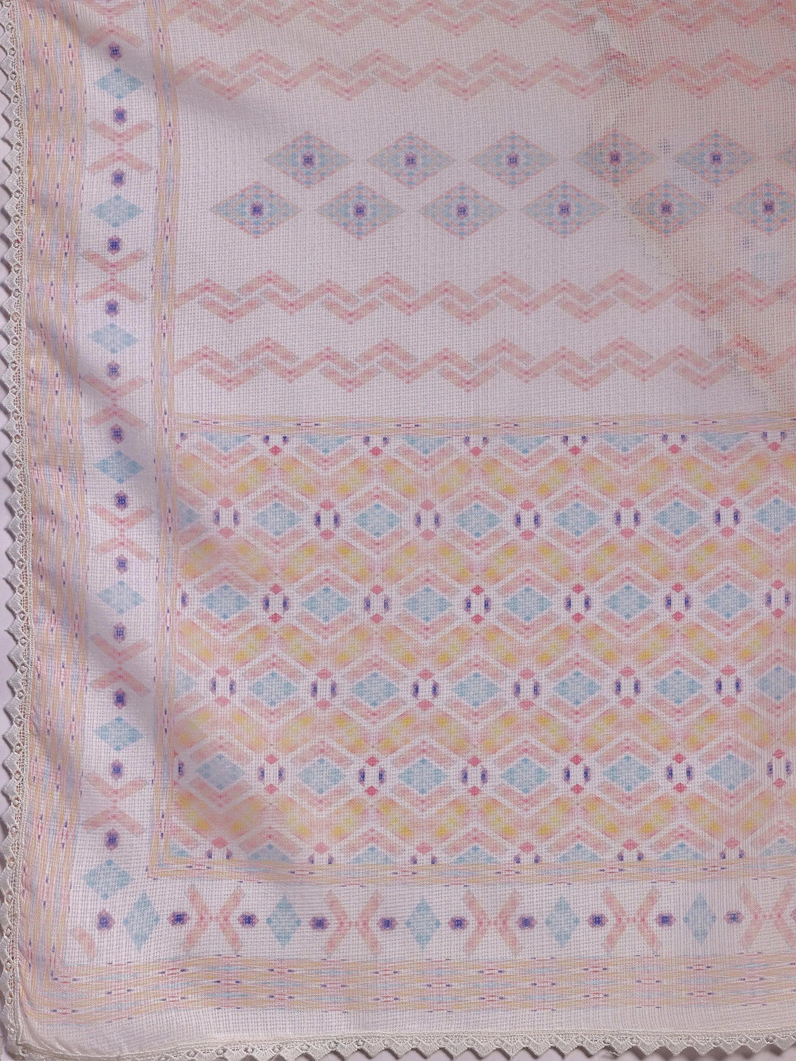 Mameraa Peach Embroidered Cotton Blend Straight Suit With Dupatta