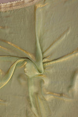 Mint Green Solid Satin Saree with Sequins Work Embroidery Elegant Partywear Drape