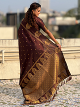 Coffee Brown Soft Silk Traditional Zari Woven Saree