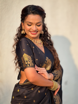 Black Soft Silk Traditional Zari Woven Saree