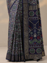 Libas Navy Blue Woven Design Silk Blend Saree With Unstitched Blouse Piece