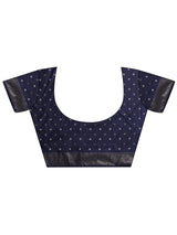 Libas Navy Blue Woven Design Silk Blend Saree With Unstitched Blouse Piece