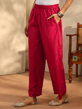 Libas Art Red Printed Crepe Straight Suit Set With Dupatta