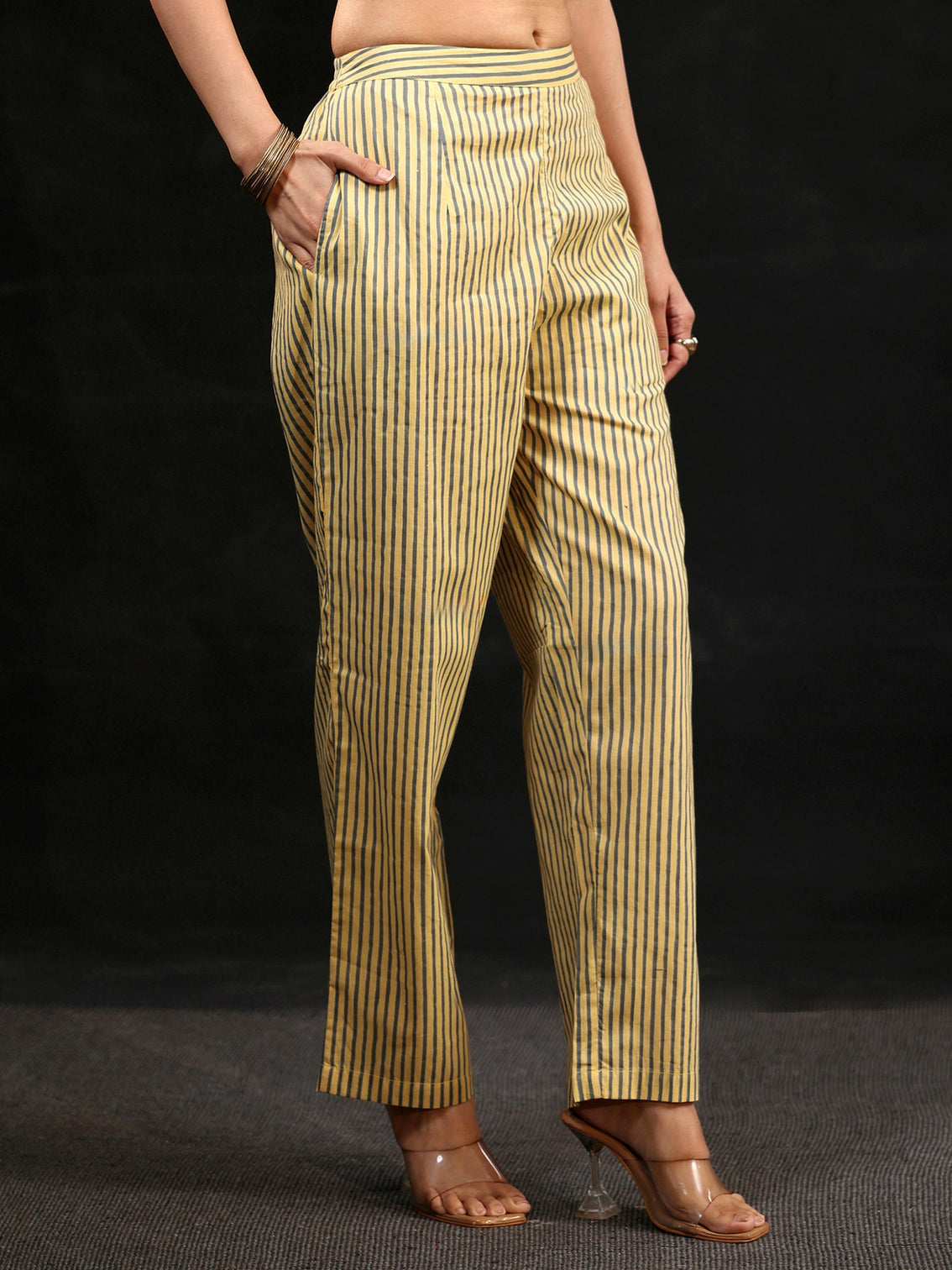 Mameraa Yellow Ajrakh Printed Cotton Straight Suit Set