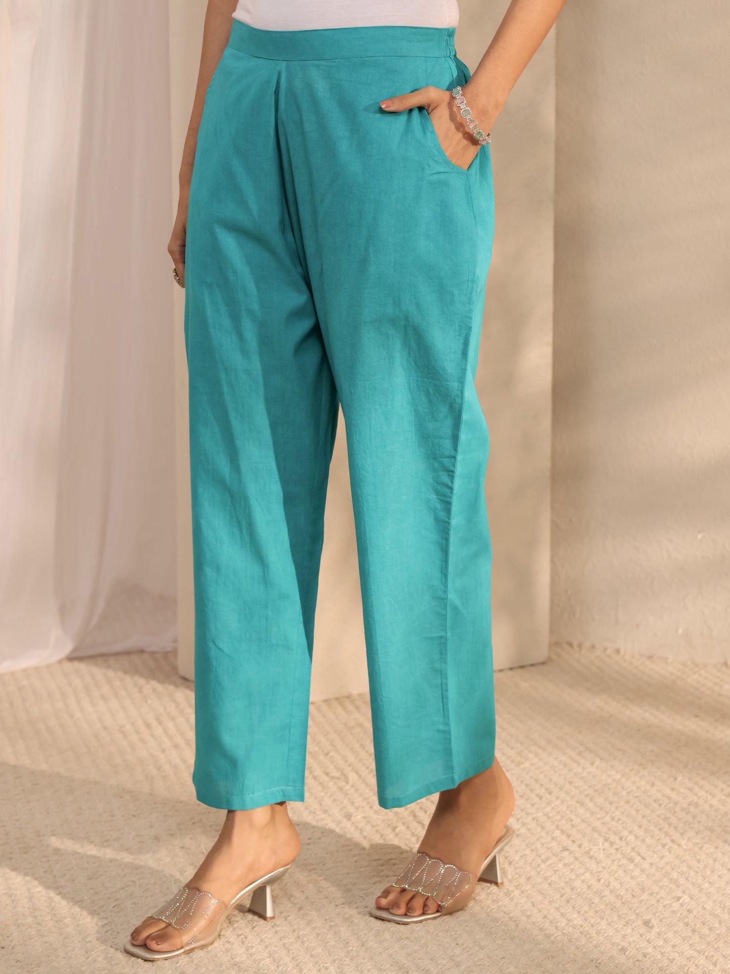 Libas Art Blue Embroidered Silk Blend Straight Suit Set With Dupatta
