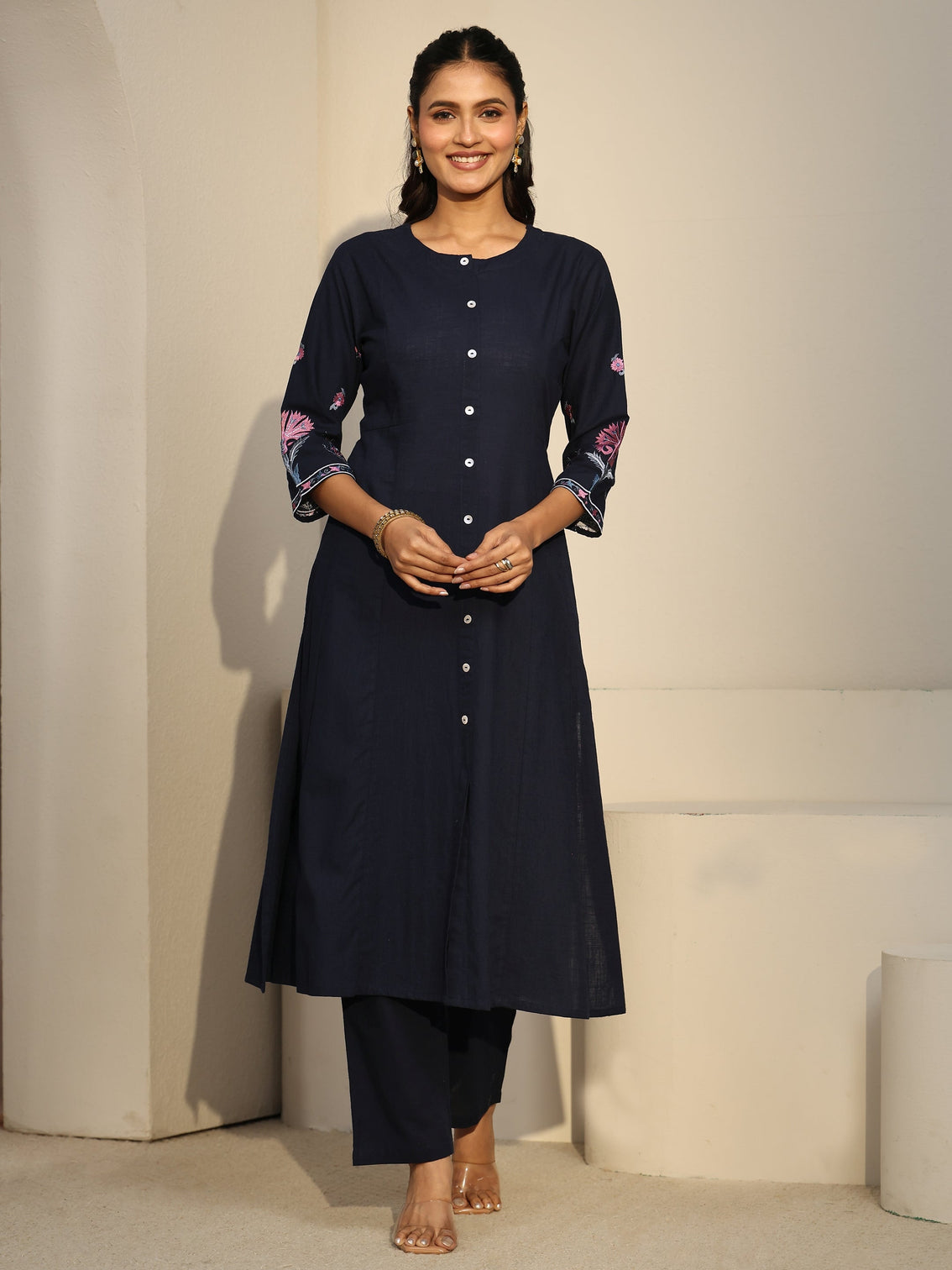 Mameraa Navy Blue Cotton Co-Ord Set