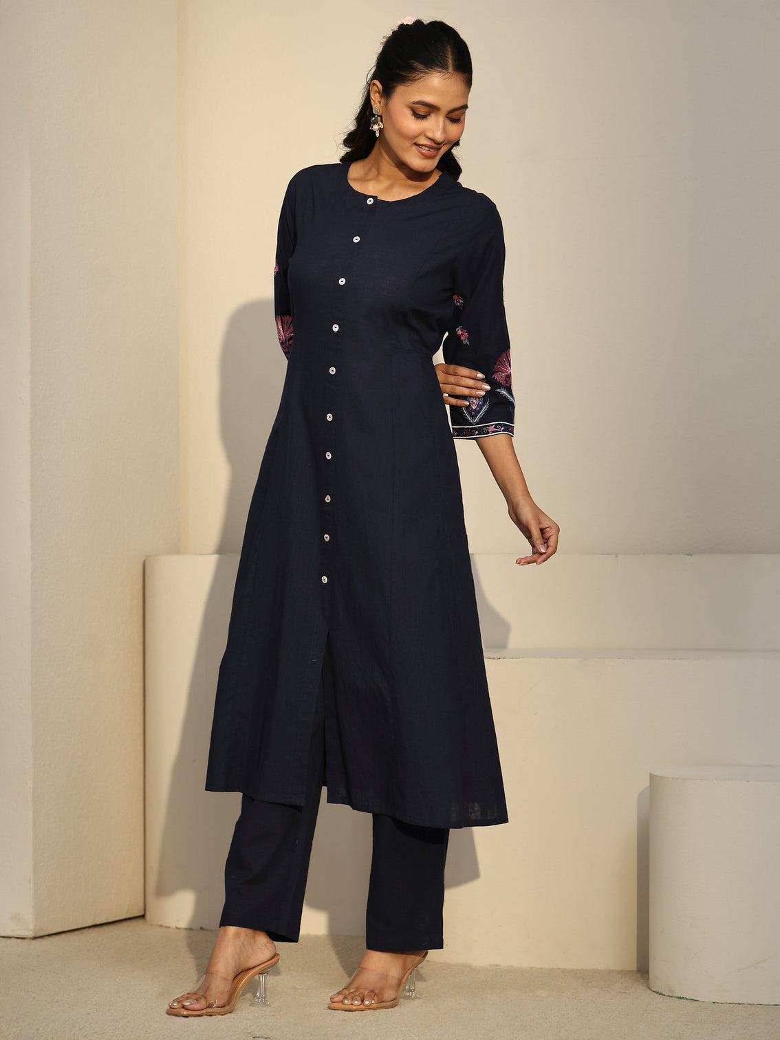 Mameraa Navy Blue Cotton Co-Ord Set