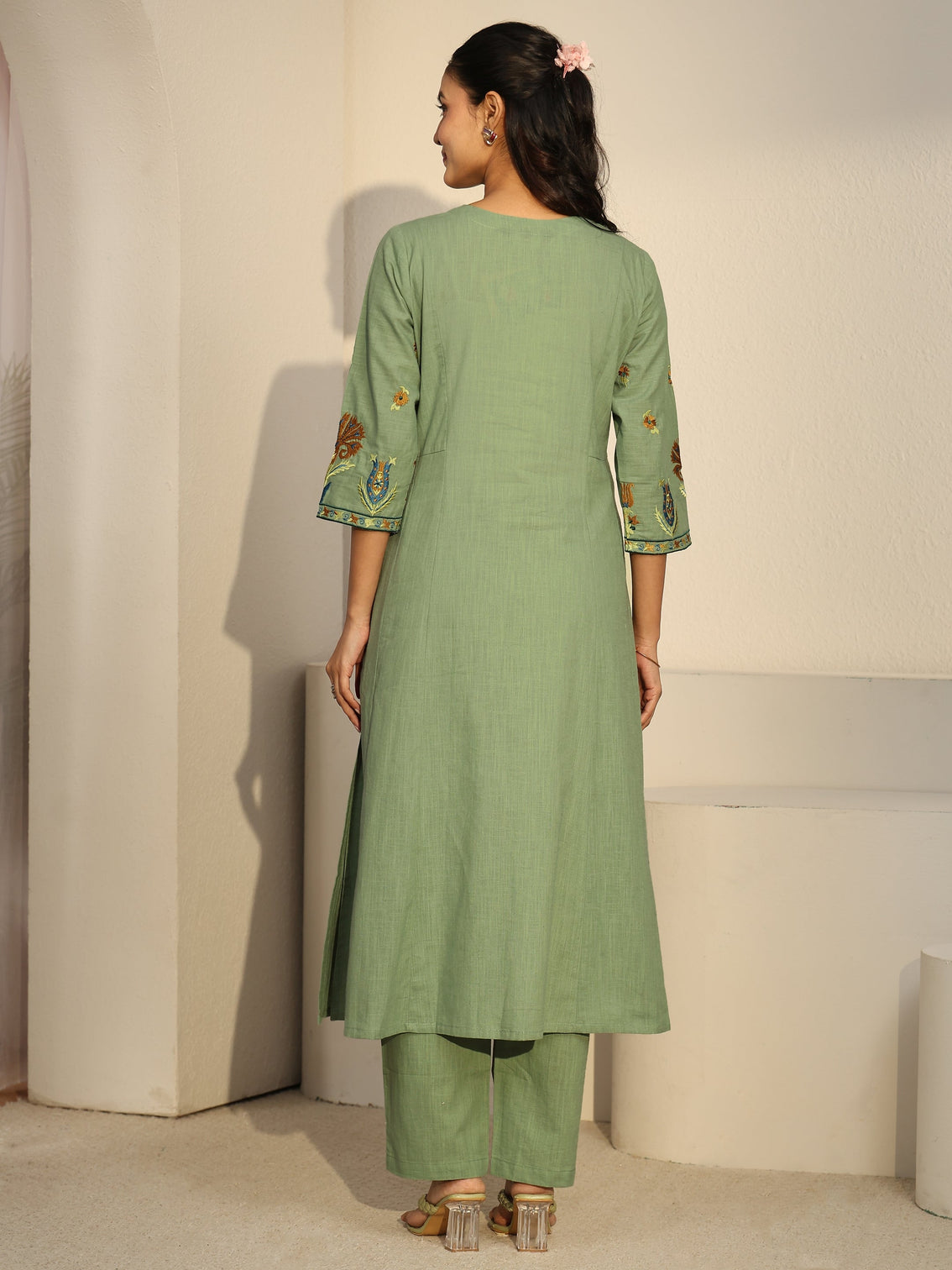 Mameraa Pista Green Cotton Co-Ord Set