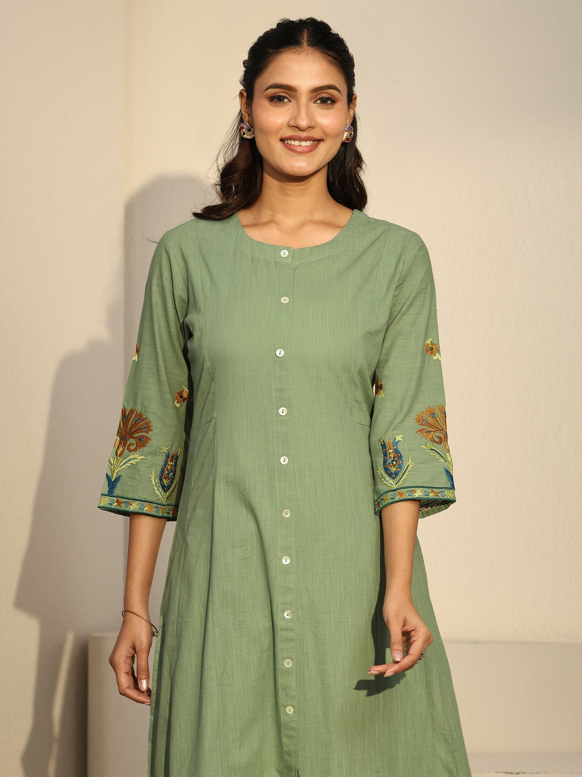 Mameraa Pista Green Cotton Co-Ord Set