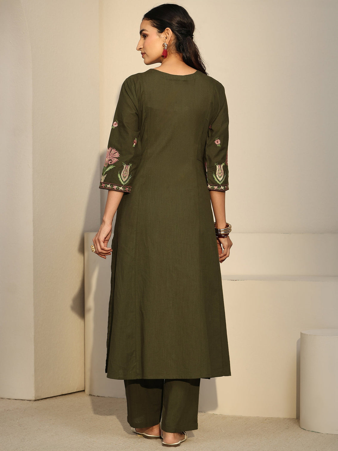 Mameraa Olive Green Cotton Co-Ord Set