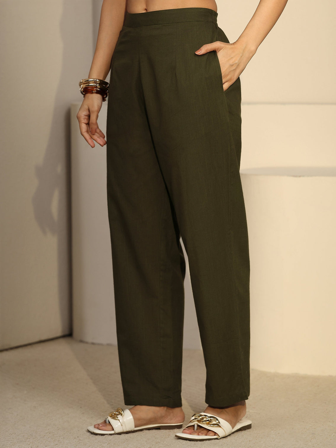 Mameraa Olive Green Cotton Co-Ord Set