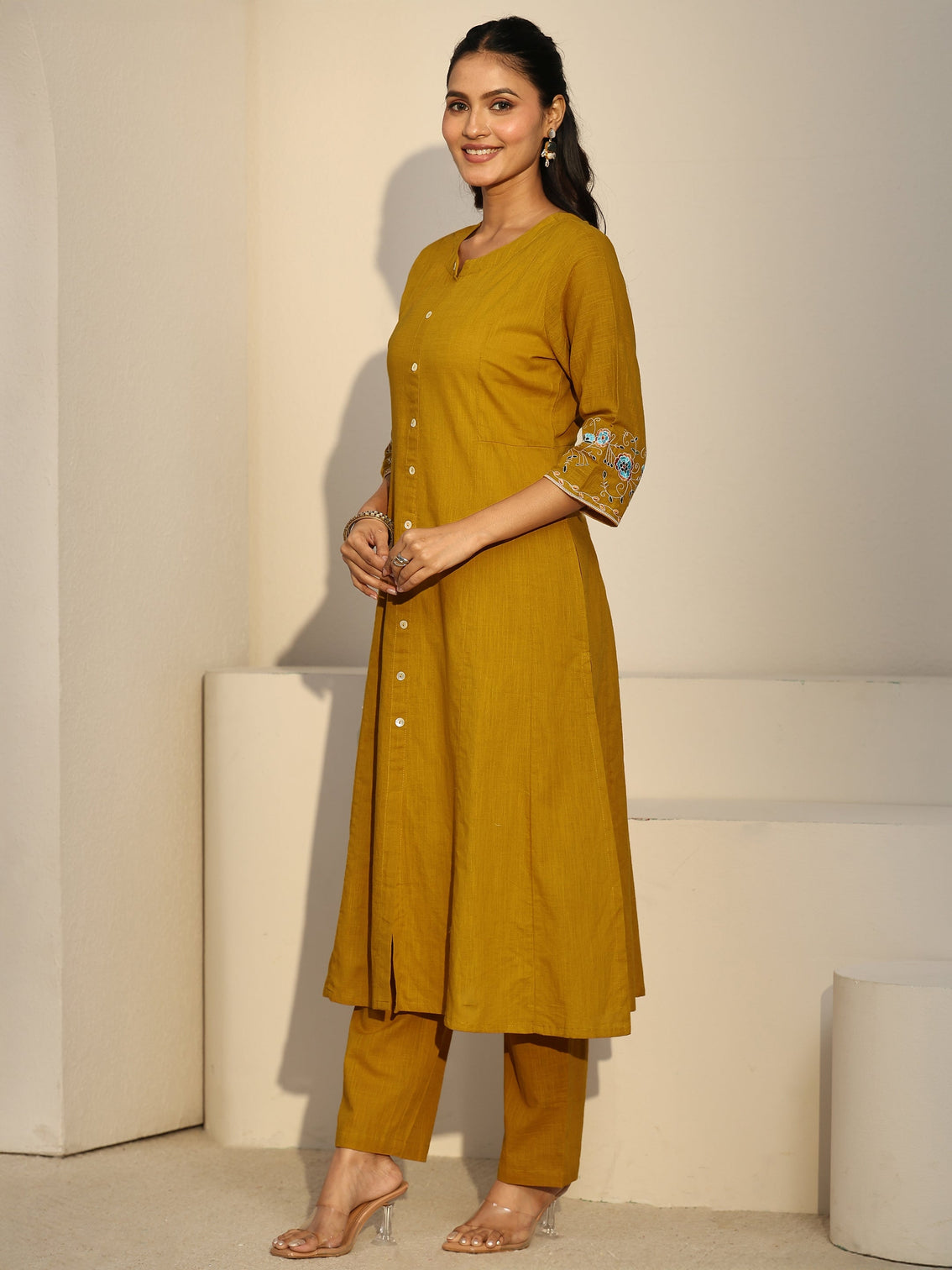 Mameraa Mustard Cotton Co-Ord Set