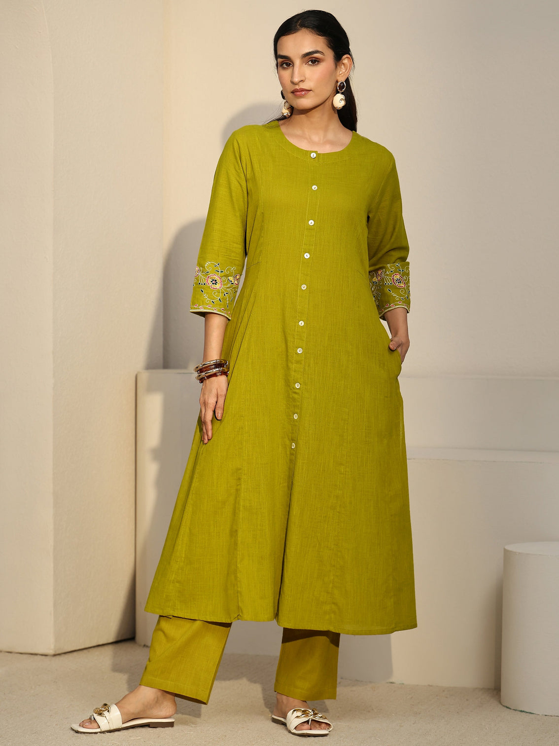 Mameraa Lime Green Cotton Co-Ord Set
