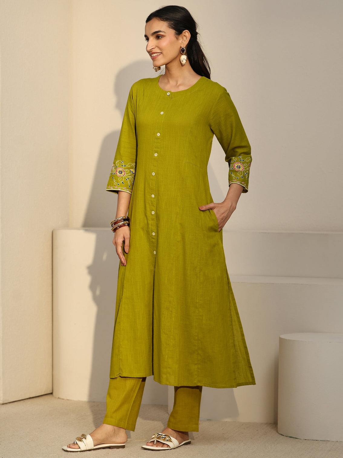Mameraa Lime Green Cotton Co-Ord Set