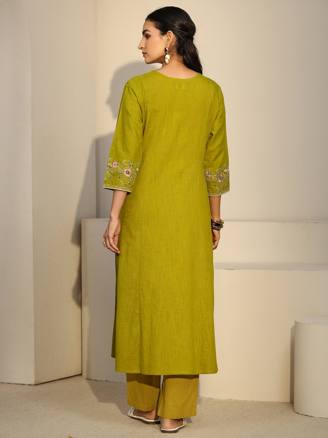 Mameraa Lime Green Cotton Co-Ord Set