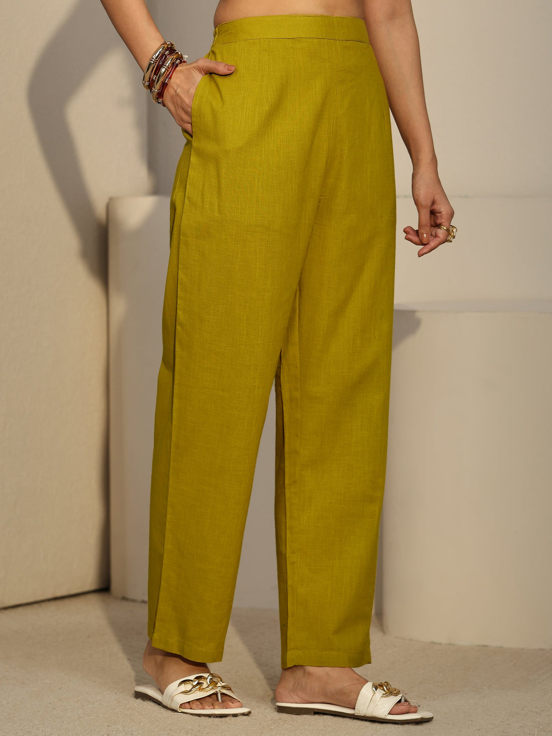 Mameraa Lime Green Cotton Co-Ord Set