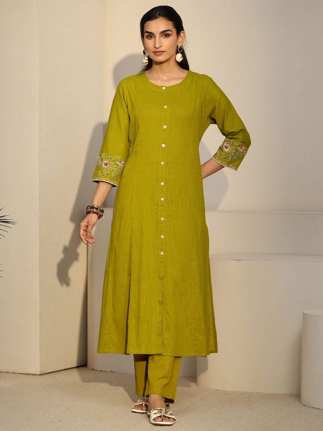 Mameraa Lime Green Cotton Co-Ord Set