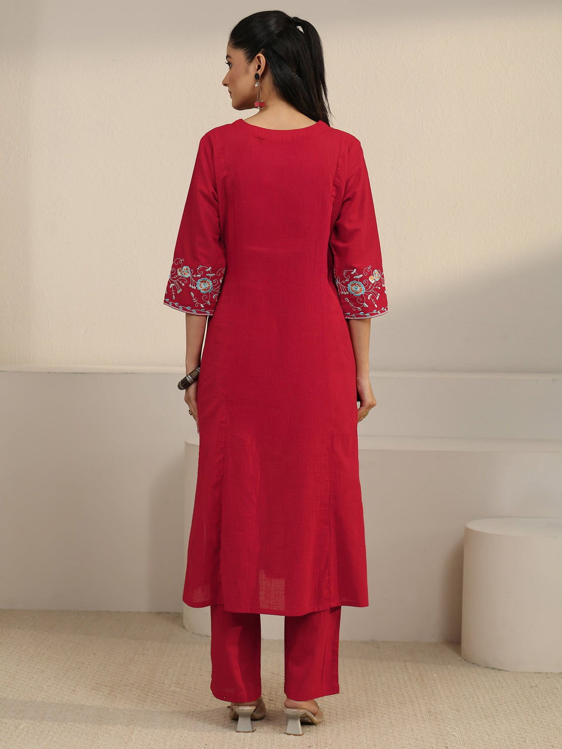 Mameraa Red Cotton Co-Ord Set