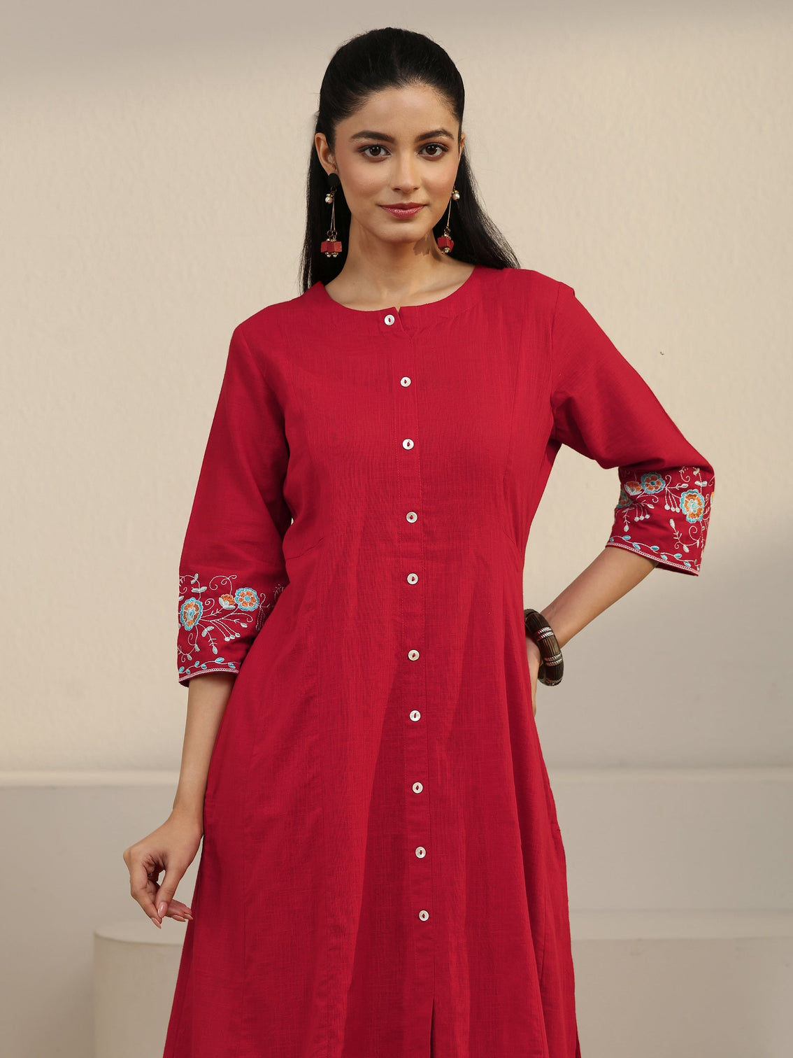 Mameraa Red Cotton Co-Ord Set