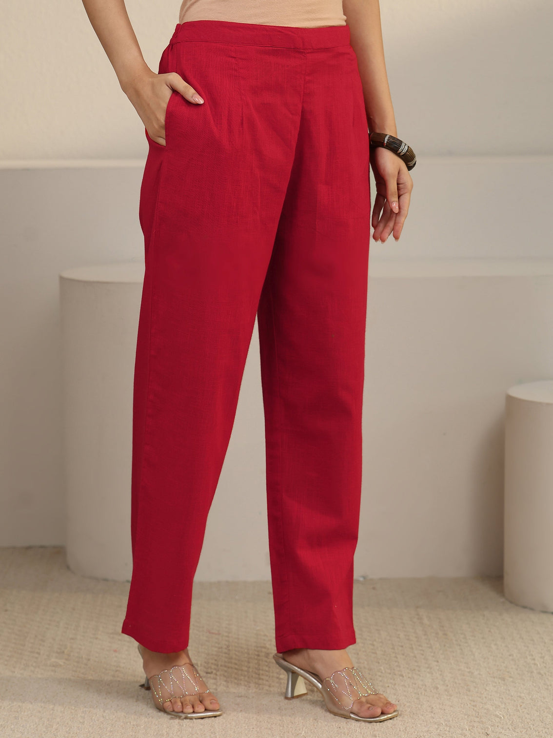 Mameraa Red Cotton Co-Ord Set