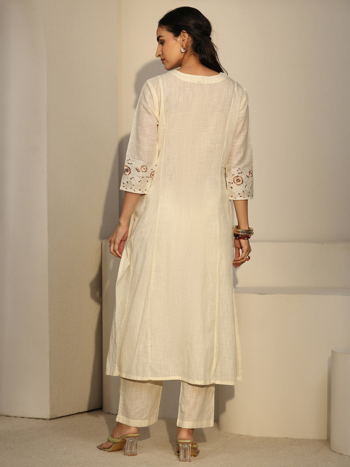 Mameraa Cream Cotton Co-Ord Set