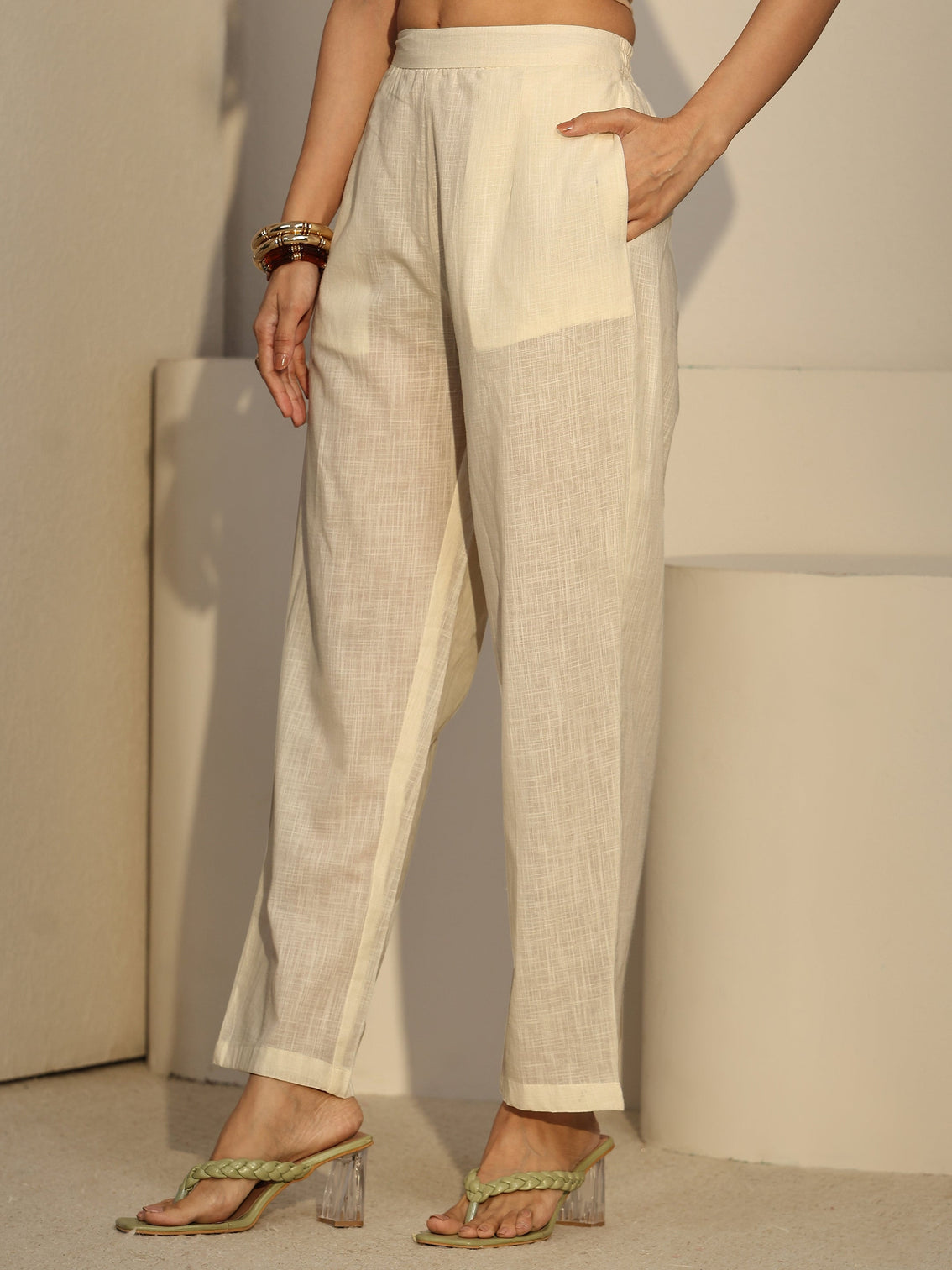 Mameraa Cream Cotton Co-Ord Set