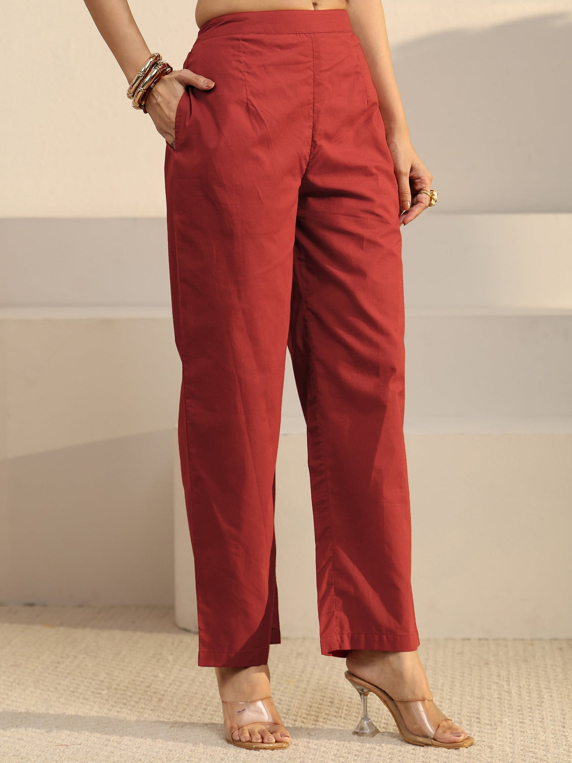 Mameraa Off White Chevron Cotton Blend Straight Suit Set
