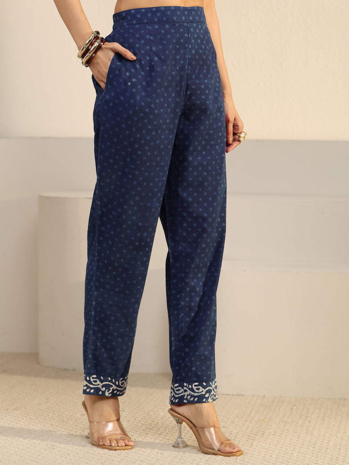 Mameraa Blue Abstract Printed Cotton Straight Suit Set