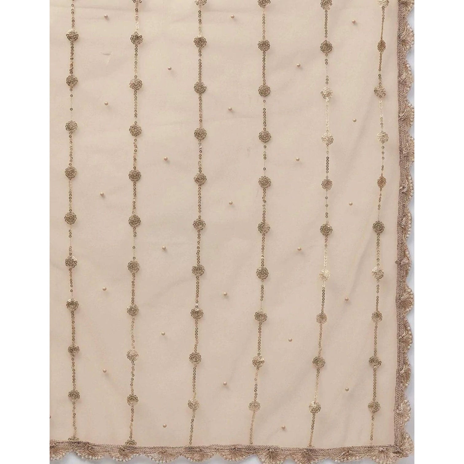 Peach color Net Lehenga with Heavy Embroidery, Zari and Thread work