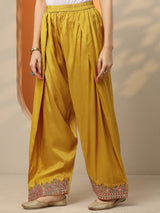 Libas Mustard Printed Chinon Straight Suit Set With Dupatta
