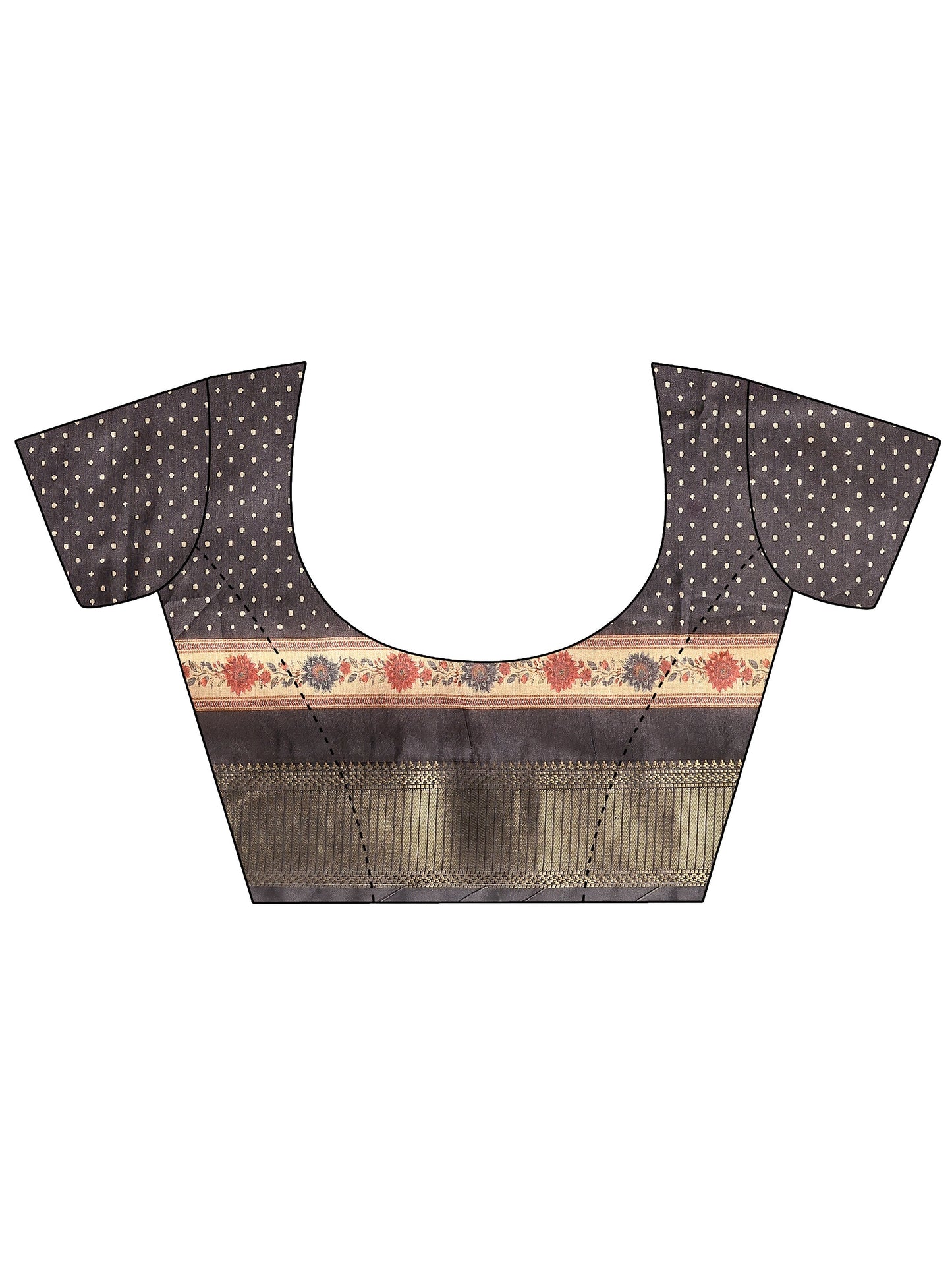 Libas Gold Printed Silk Blend Saree With Unstitched Blouse Piece