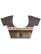 Libas Gold Printed Silk Blend Saree With Unstitched Blouse Piece
