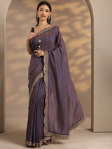 Libas Lavender Solid Silk Blend Saree With Unstitched Blouse Piece