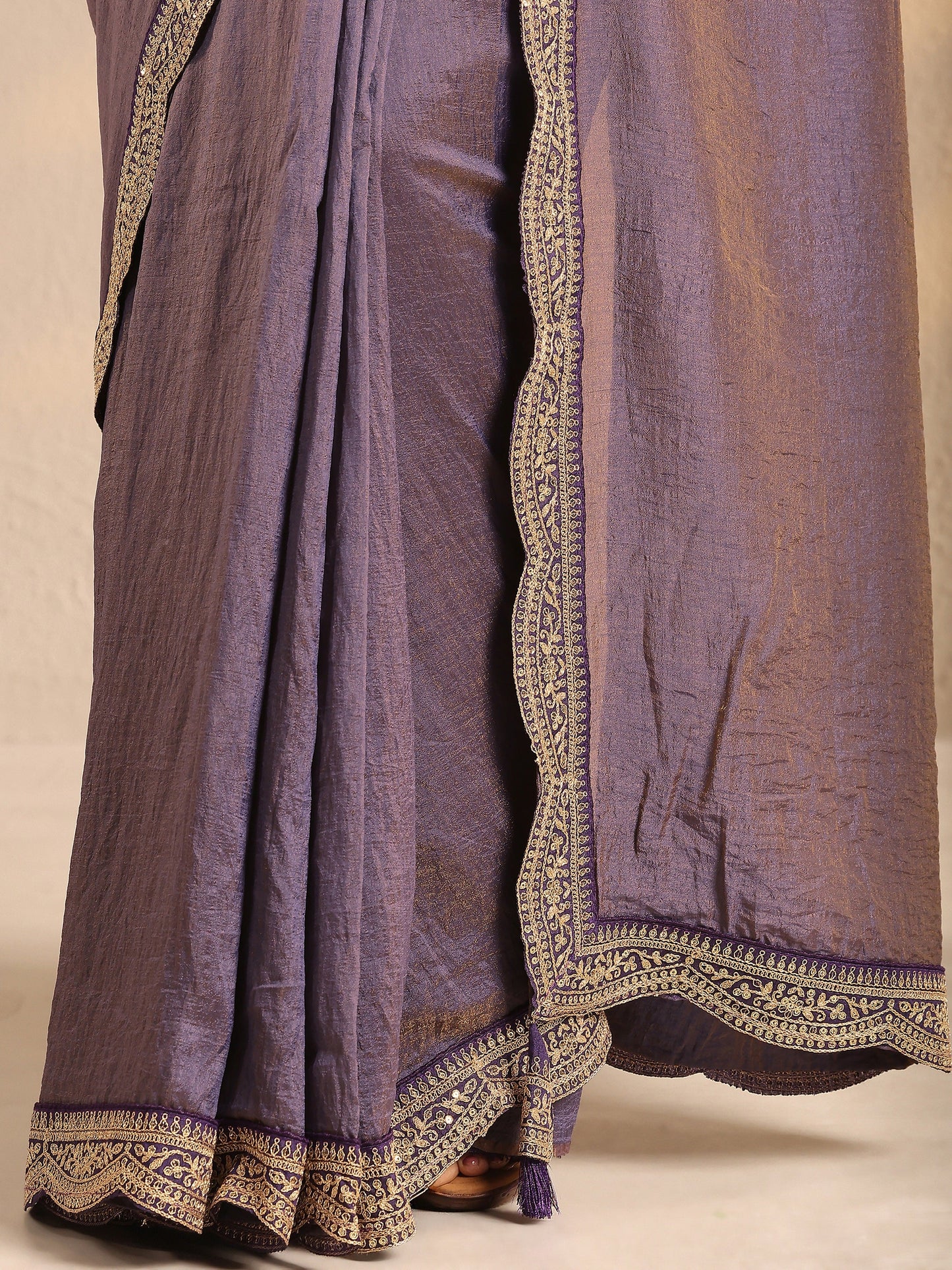 Libas Lavender Solid Silk Blend Saree With Unstitched Blouse Piece