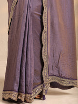 Libas Lavender Solid Silk Blend Saree With Unstitched Blouse Piece
