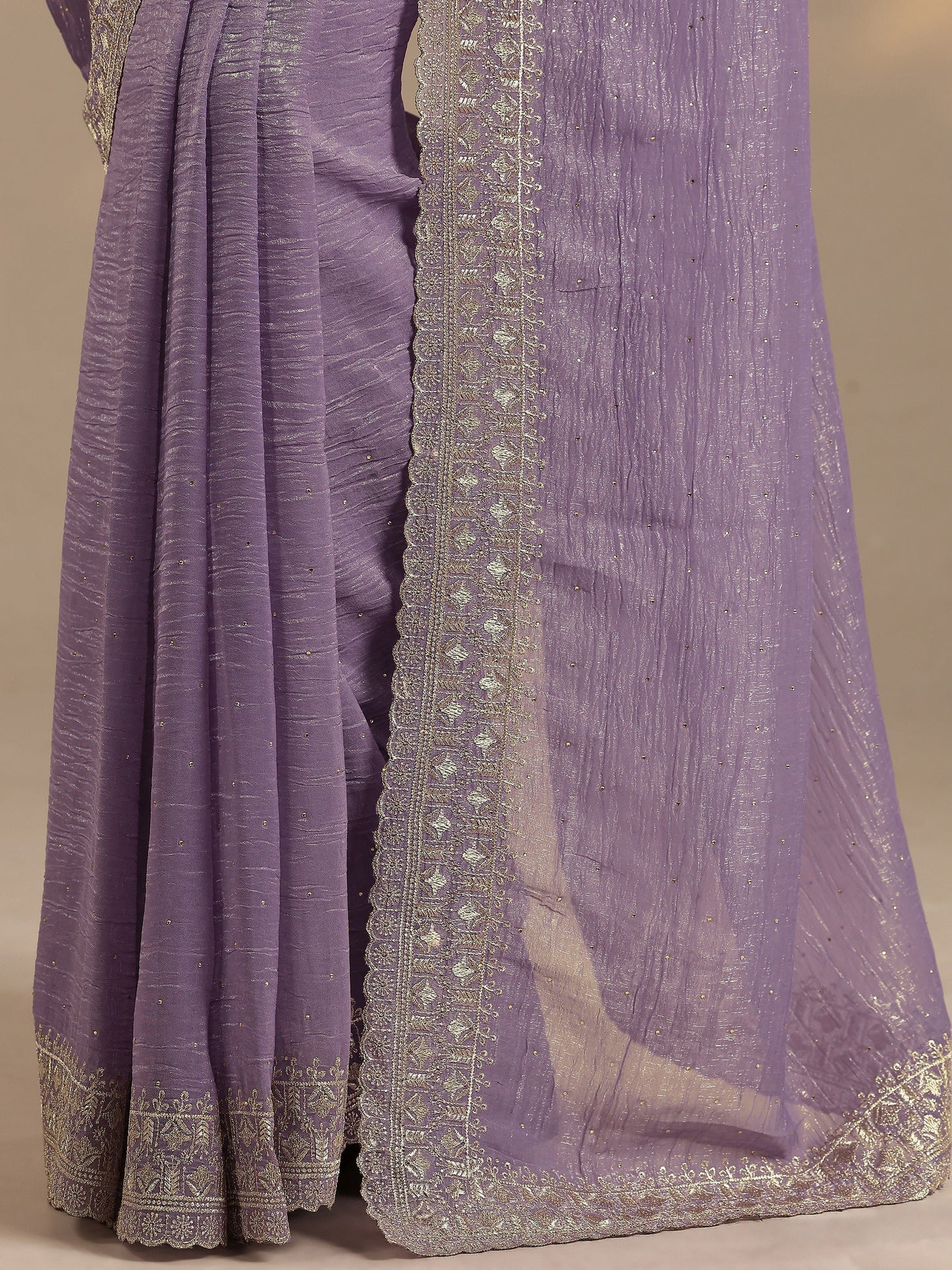 Libas Lavender Embellished Silk Blend Saree With Unstitched Blouse Piece