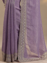 Libas Lavender Embellished Silk Blend Saree With Unstitched Blouse Piece