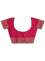 Libas Pink Woven Design Banarsi Silk Blend Saree With Unstitched Blouse Piece