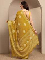 Libas Mustard Printed Georgette Saree With Unstitched Blouse Piece